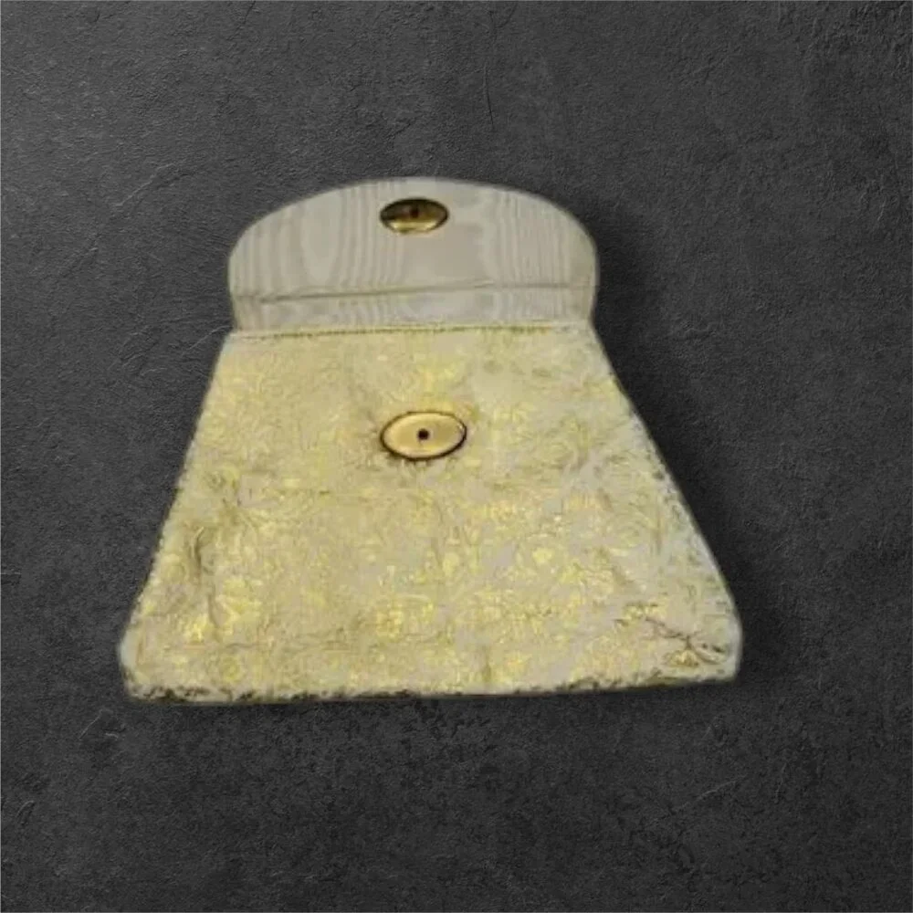 MCM Vintage Embossed Gold & White Leather Clutch Evening Bag - Picture 7 of 11